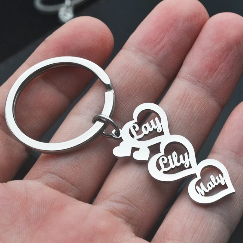 New Custom Name Love Keychain Personalized Family Member Multi Name Keychain Pendant Stainless Steel for Women Men Jewelry Gifts