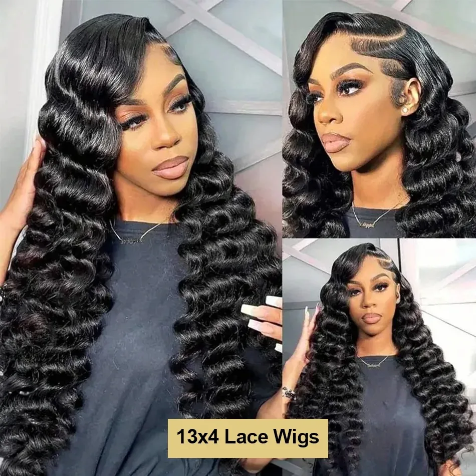 30 40 Inch Loose Wave 13x6 HD Lace Front Human Hair Wigs Deep Wave Curly 13x4 Lace Frontal Raw Remy Wig Peruvian Preplucked 200%