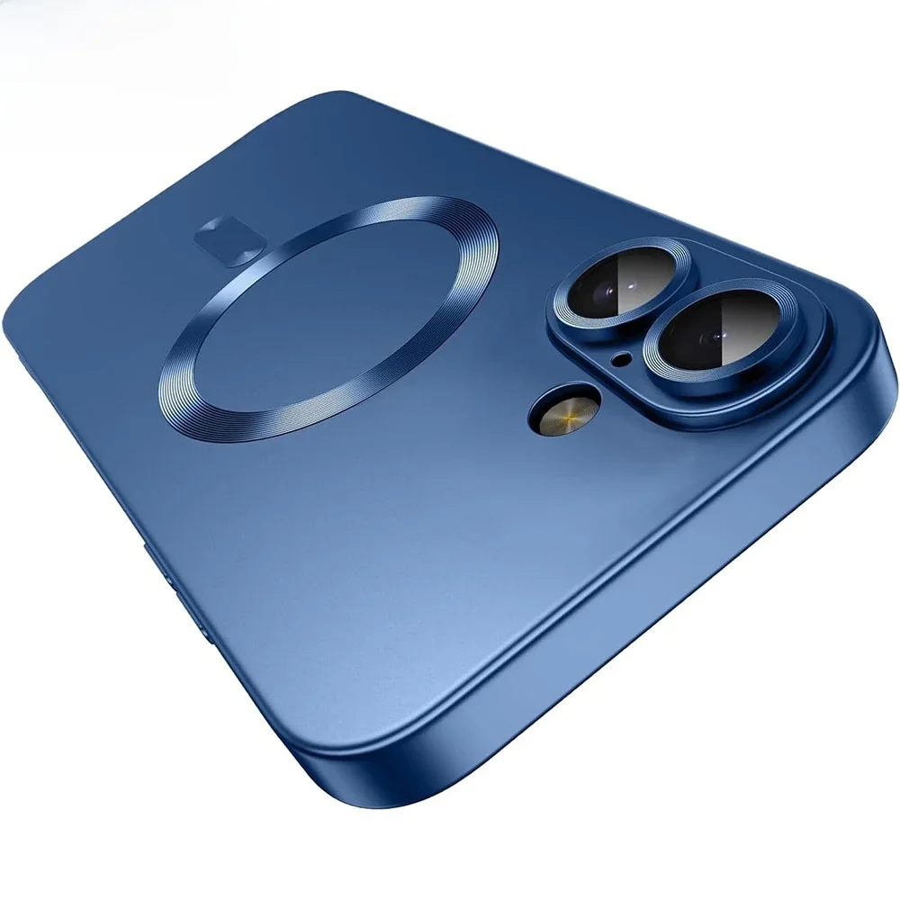 Coque souple de luxe en Silicone Magsafe magnétique mat pour iPhone 16E 16 15 14 13 12 11 Pro Max Plus, lustre métallique, couleur unie