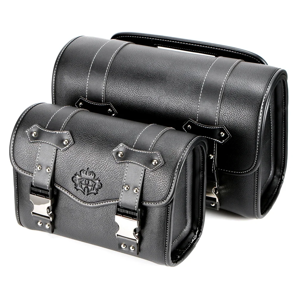 Universal Motorrad Satteltaschen Gabel Tasche PU Leder Gepäck Tasche Seite Werkzeug Tasche Sattel Tasche für für Honda für Bmw für Suzuki