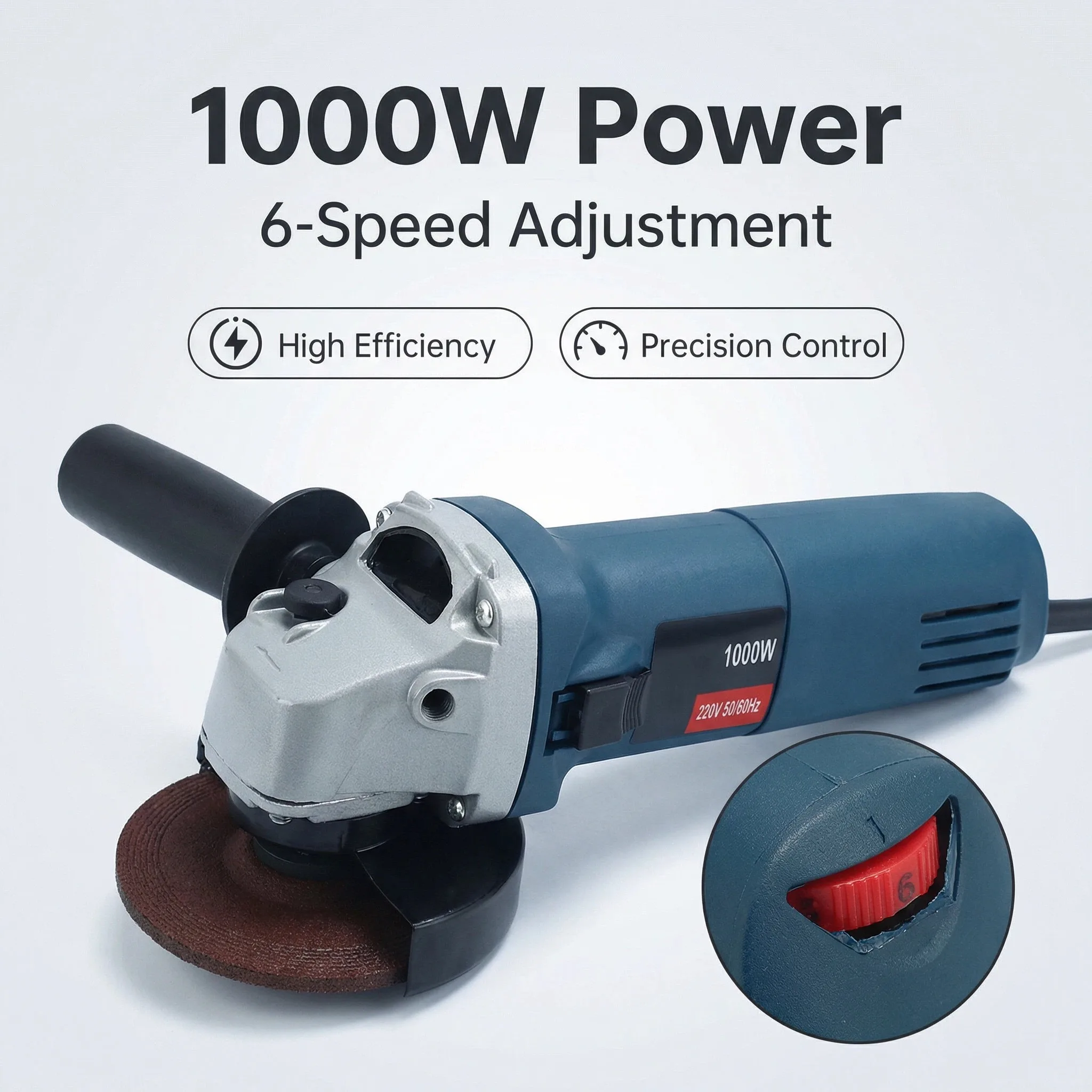 Meuleuse d'angle haute puissance 1000W, 12000 tr/min, 6 vitesses réglables, machine de découpe et de meulage du métal, outil de découpe et de polissage haute vitesse