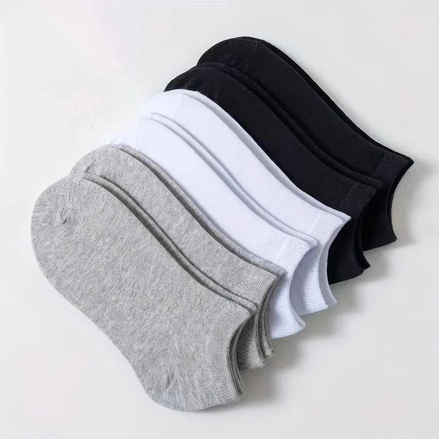 

20 Versatile Black, White, and Gray Socks with A Simple Solid Color Design, Suitable for Both Men and Women's Daily Casual Wear