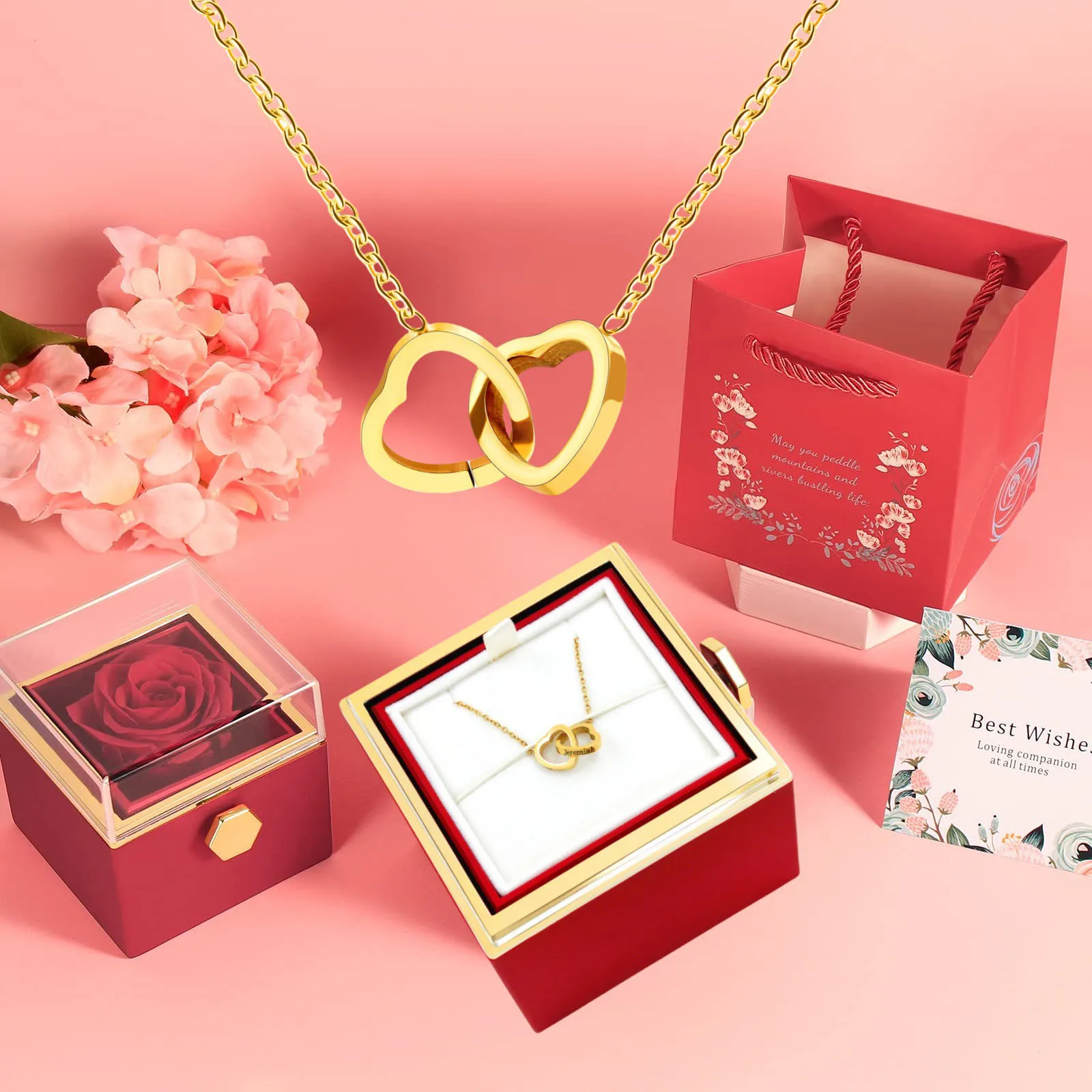 

1 Pc Rotating Special Gift Box Revolving Box Built in Necklace Jewelry Boxes for Lover Anniversary Wedding Mather Engagement