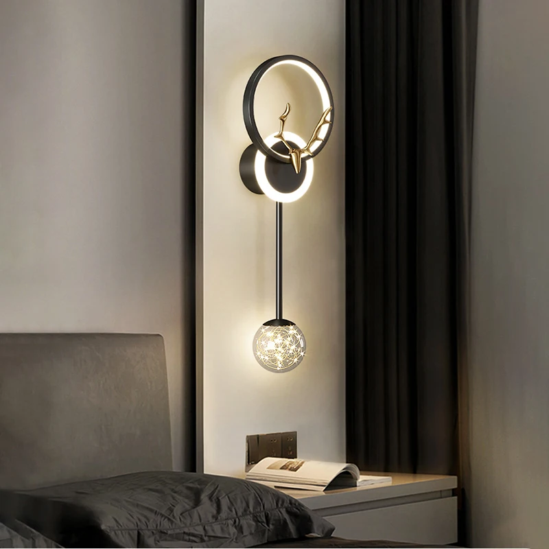 

Modern Antler LED Wall Lamps For Bedroom Study Bedside Indoor Aisle Sconce Lighting Fixtures Stairwell Aisle Bedroom Home Decor