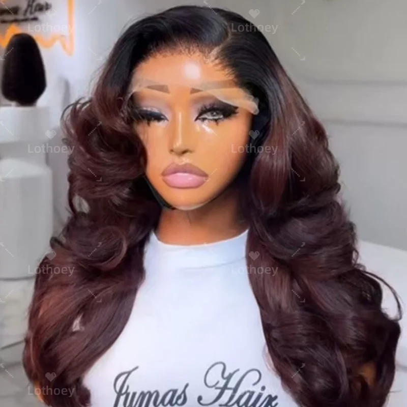 Long Body Wavy Glueless Silk Top Closure Human Hair Wigs 1BT99J Balayaga Brazilian 13x6/360 Lace Front Wigs