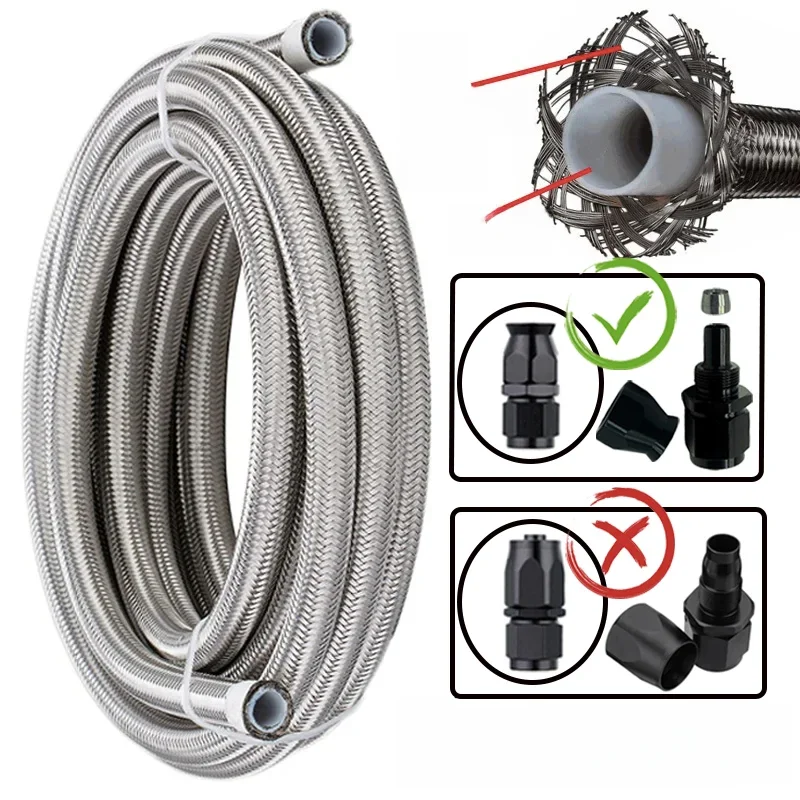 1m/2m/3m/5m an3 an4 an6 an8 an10 Renn schlauch 304 Edelstahl geflochtener ptfe Brems schlauch Heizöl