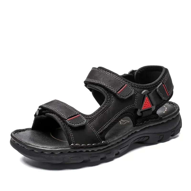 DEKABR Größe 48 Männlichen Echtem Leder Sandalen Sommer Casual Männer Schuhe Urlaub Strand Schuhe