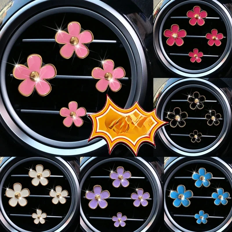 4PC Kwiatowy wylot samochodowy Wentylator Klipsy do perfum Odświeżacz powietrza Dyfuzor Kondycjonowanie Aromaterapia Klips do perfum Dekoracja wnętrza samochodu — zdjęcie 2