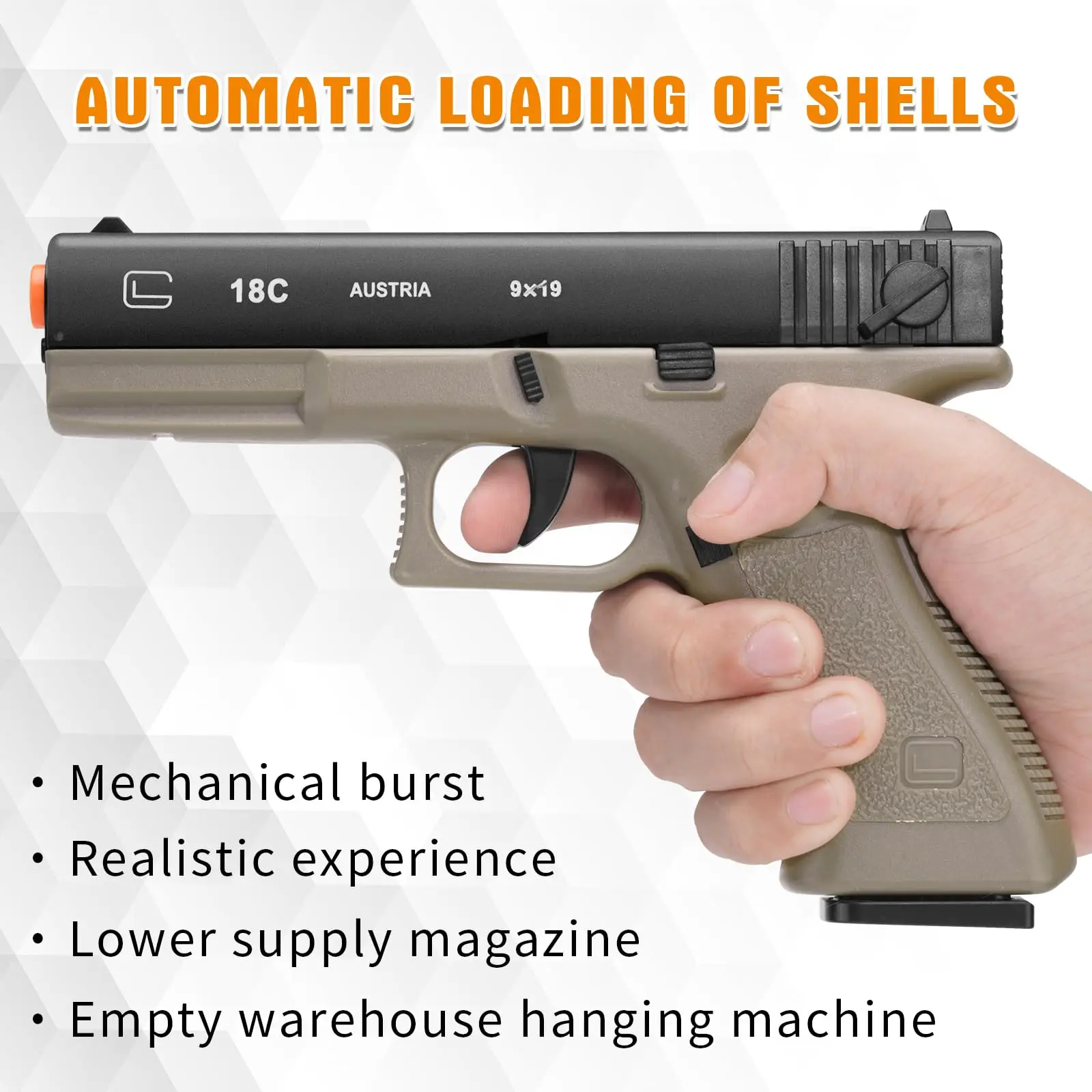 Soft Bullet Gun Toy - Semi-Automatic Handgun with Shell Ejection and Auto Rebound，Gun Toy for Teen Boys