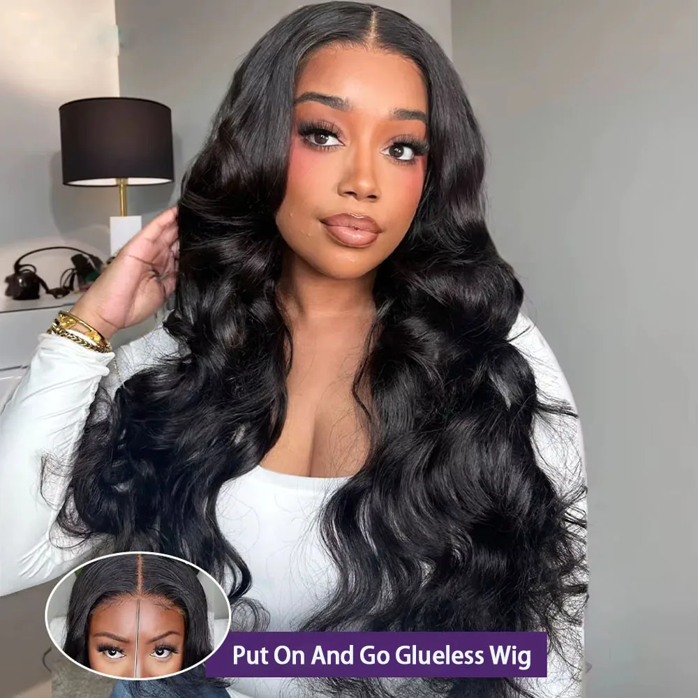 

250% Denisty Body Wave Glueless 5x5 Lace Closure Wigs Human Hair Pre Cut Bye Bye Knots Wig 3 Seconds To Wear For Beginners