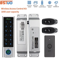 IP65 Waterproof 433Mhz Door Wireless Access Control System Bometrics RFID Keypad+Electric Lock+Exit Button+Remote Control Key