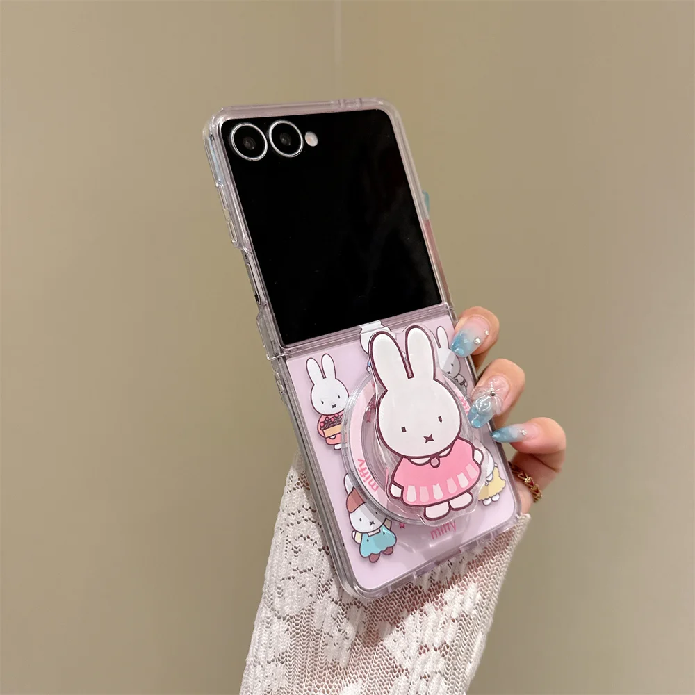 Urocze etui na telefon z motywem króliczka Miffy do Samsung Galaxy Z Flip8 7 Flip6 7FE Flip 5 6 7 8 z funkcją Magsafe i podstawką. — zdjęcie produktu 2