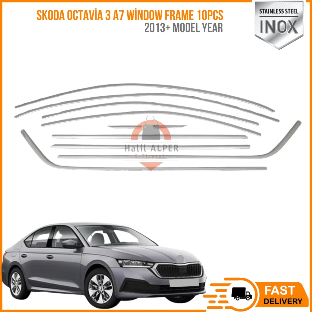 10 PCs for Skoda Octavia 3A7 window frame 2013 and above. Stainless steel. A + quality automotive accessory