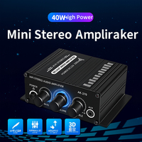 Mini HiFi Stereo Audio Amplifier AK270 2-Channel 12V 40W Car/Home Audio Power Amp RCA AUX Input/Bass Treble Control