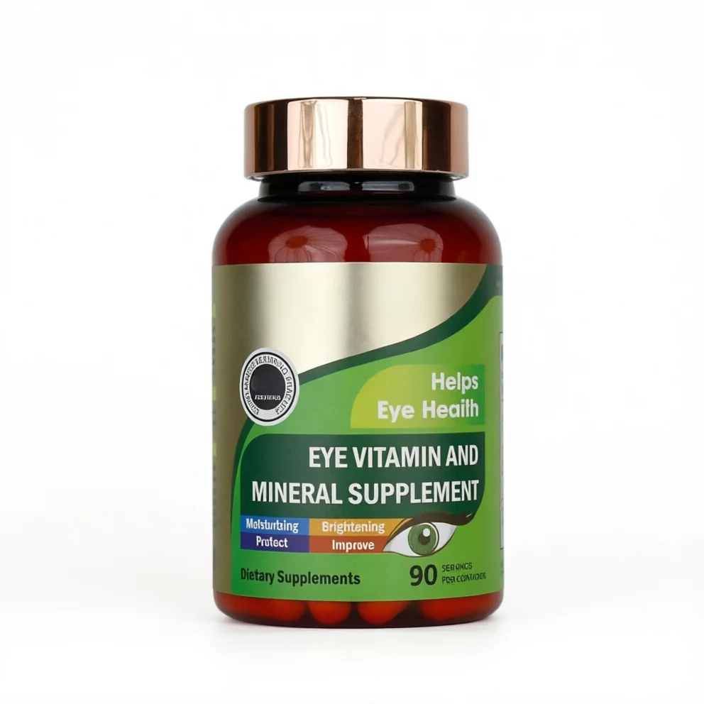 Eye-protection vitamin and mineral supplement capsules (90 capsules), containing active ingredients such as lutein and zeaxanthin, help support vision health