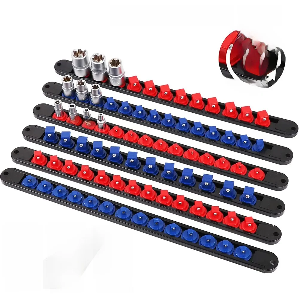 1 pièce 360 ° Organisateur de douilles ABS pivotant 1/4 pouces 3/8 pouces 1/2 pouces, qualité supérieure, support de Rail à Clip, outils d'organisation de douilles