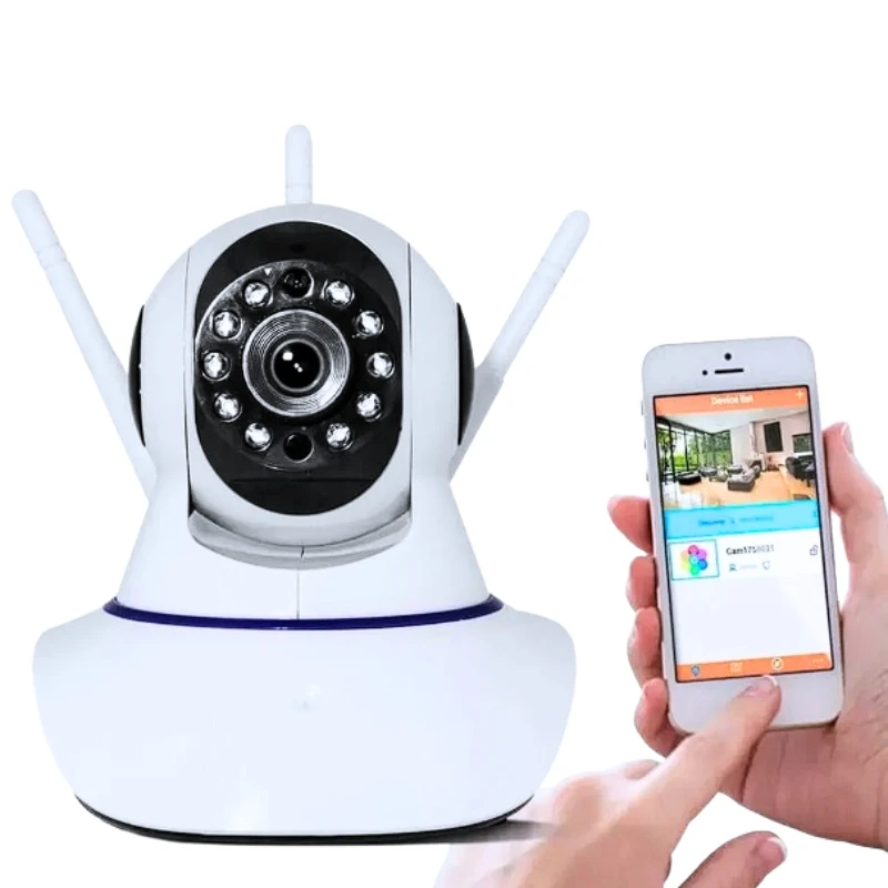 Câmera Ip اللاسلكية واي فاي كوم 3 هوائيات Onvif P2p Hd جيرو 355 °