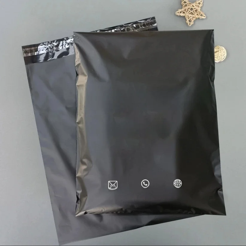 Zwarte express tas geschenkverpakking postzak waterdichte plastic zak transportproduct zelfverzegelde tas op maat bedrukt logo - afbeelding 2