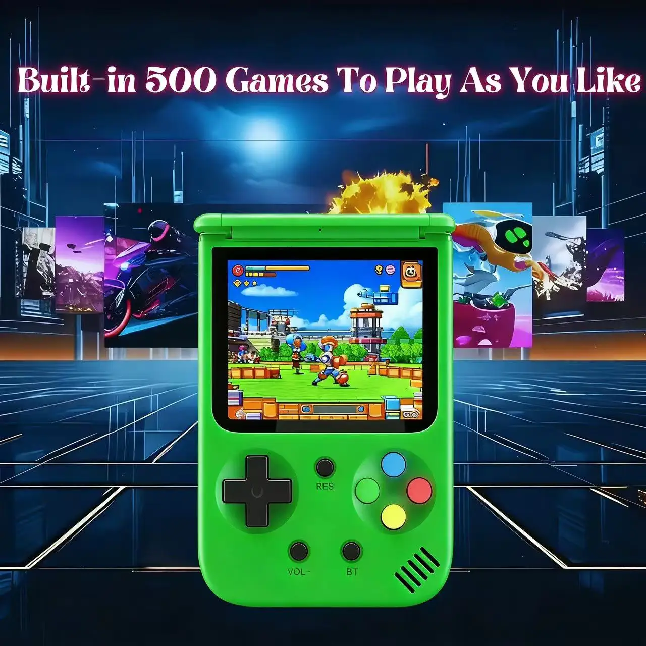 

500 Game Retro Handheld Game Console with Controller - Long Battery Life and Support for Multiple 3.0-inch Displays - Perfect Gi