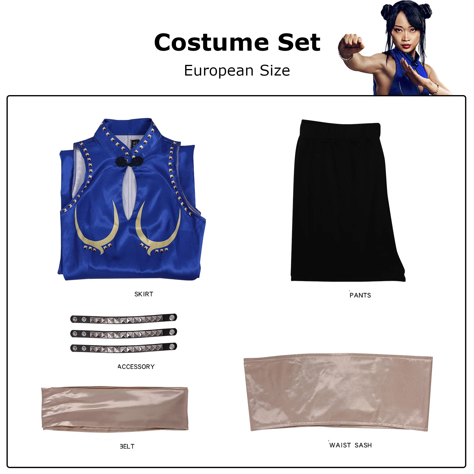 Street Fighter 2026 Chun-Li Cosplay Costume Movie Version Female Blue Fighter Outfit Game Character Halloween Convention Party view 6