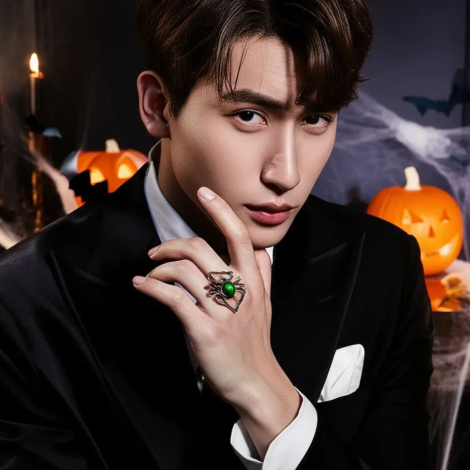 

Персонализированное кольцо-паук, регулируемое готическое панк-ювелирное изделие, кольцо с бриллиантом на Хэллоуин, паутина, винтажное кольцо в стиле хип-хоп, унисекс, подарок, темный гот