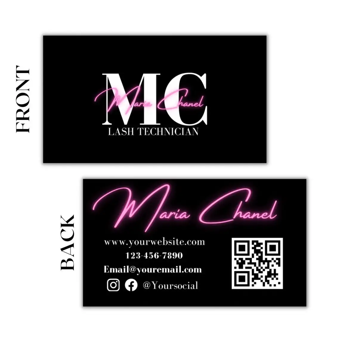 Custom Pink Business Loyalty Card Template for Hair Stylist Lash Tech Nail Tech Beauty Loyalty Cards Salon Rewards Punch Cards