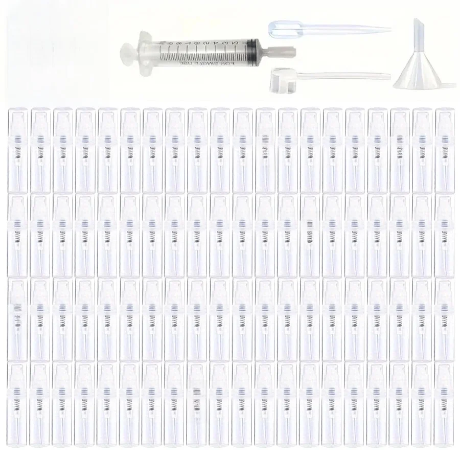 100 spuitflessen 2 ml / 3 ml - Geurloos, BPA-vrij helder navulbare reisverstuiver, draagbare minispuit voor parfum en cosmetica - afbeelding 2