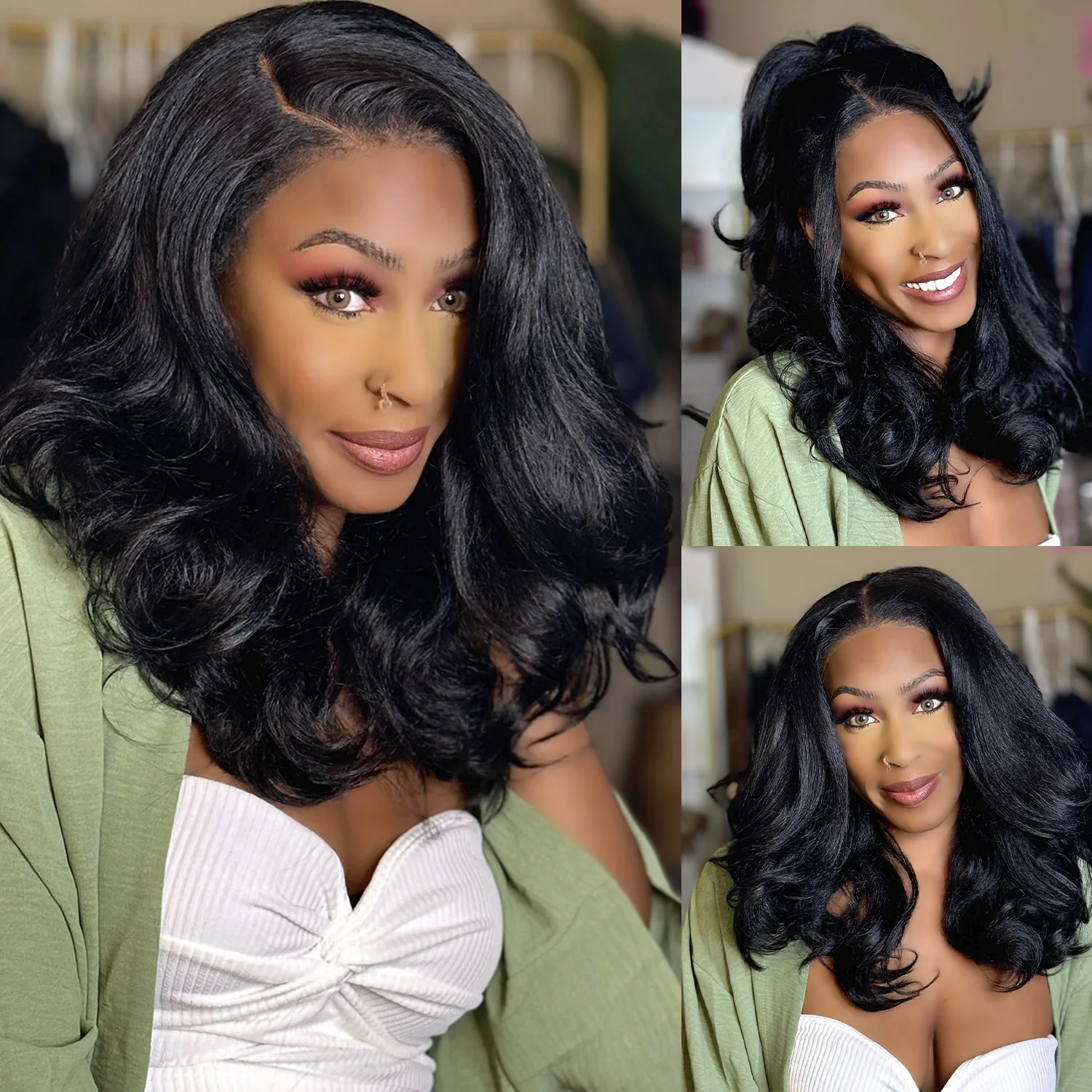 Kinks N Co بدون لاصق شعر مستعار بدانتيل أمامي HD ، تجعيد الشعر غريب ، حواف غريبة محكم ، منتوف مسبقًا ، 20 "، 13x6 #6