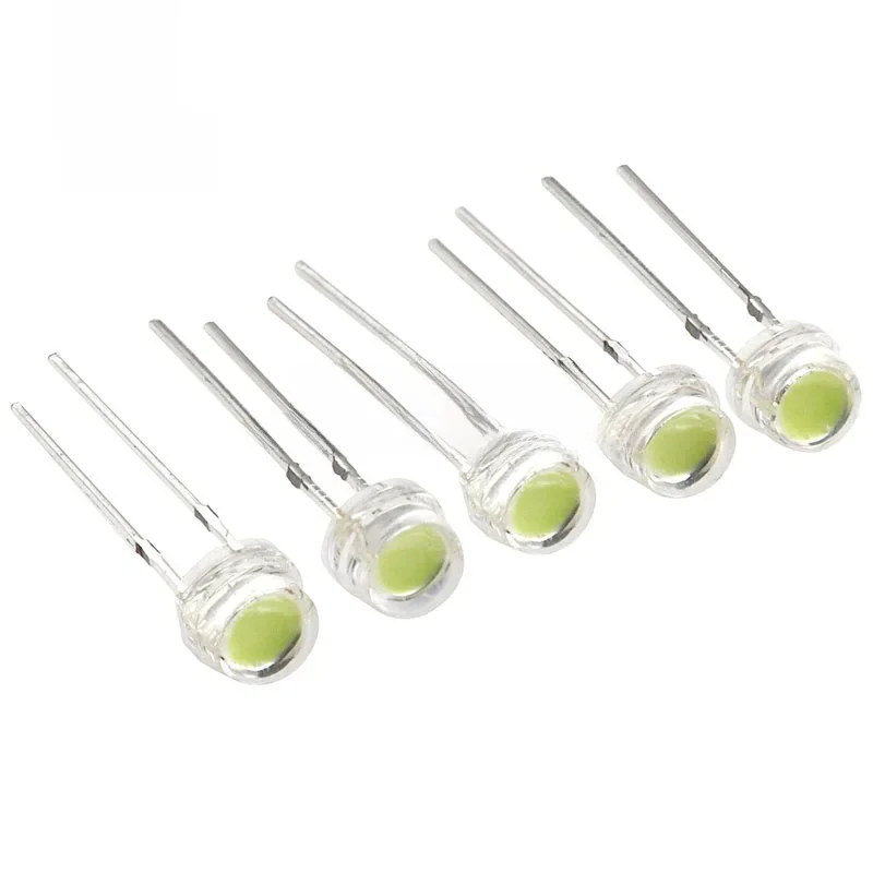 50szt Biały 5mm F5 Słomkowy Kapelusz LED Żyrandol Kryształ Lampa Koraliki Super Jasny Duży Rdzeń Chip 6-7LM Diody elektroluminescencyjne DIY — zdjęcie 2