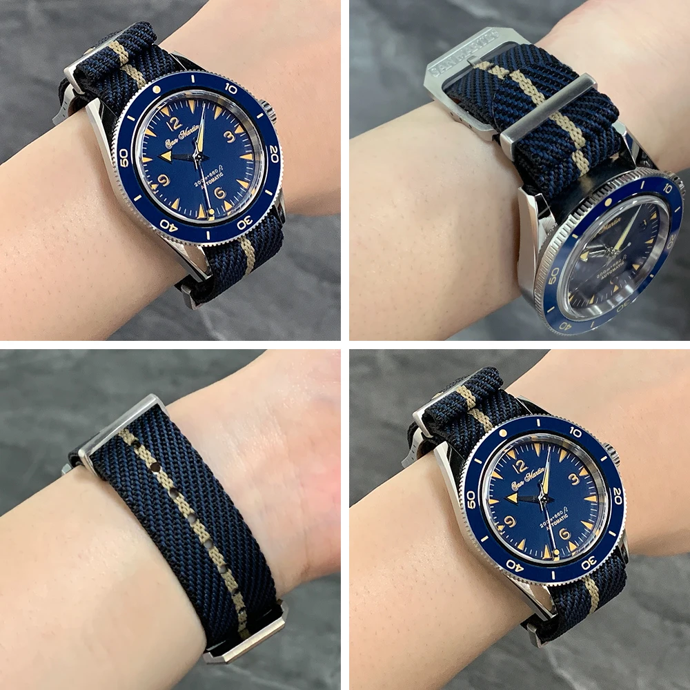 San Martin Woven Nylon Strap Retro Watchband 20mm Military Paratrooper Watch Band With Pin Buckle Correa Reloj BD0006