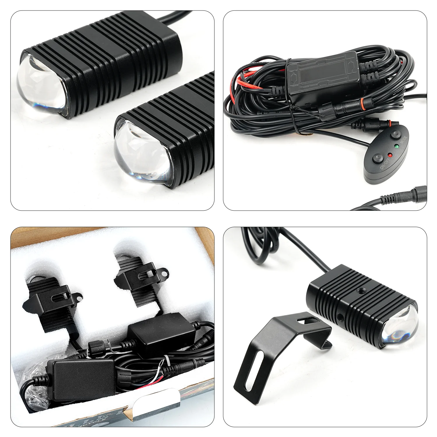 Mini Driving LED Light Motorcycle Car Dual Color Super Bright Auxiliary Headlight Grille Lamps ATV UTV Car Fog Offroad 12V-80V