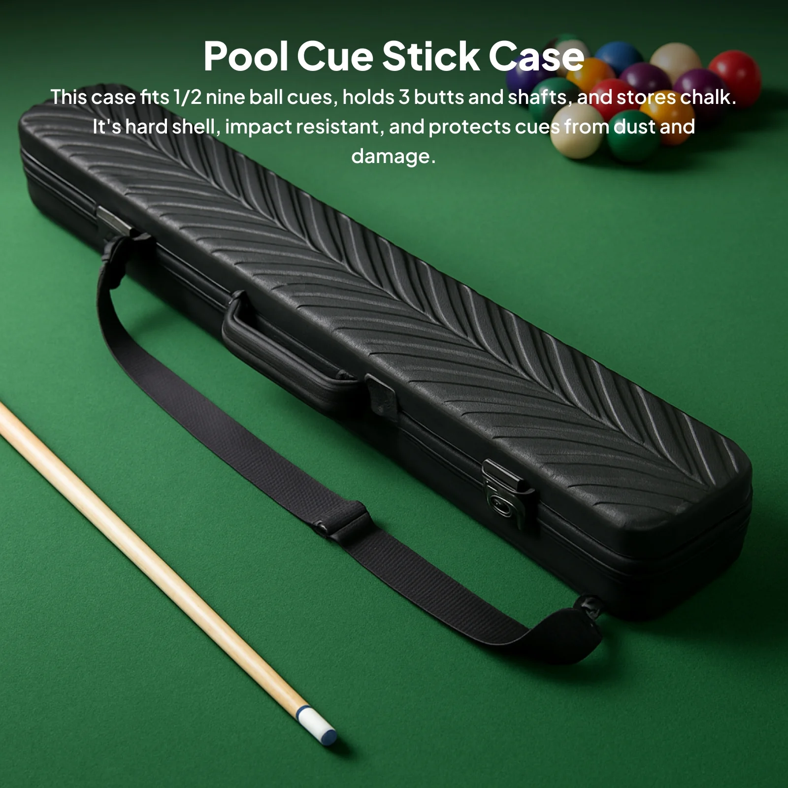 

Pool Cue Stick Case Hard Billiard Stick Storage Box Waterproof Shockproof Organizer Protector Holds 3 Butts and 3 Shafts