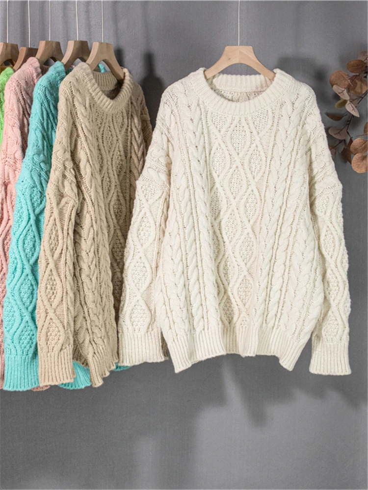 Colorfaith SW3191JX Y2K 2023 Pullovers Vintage Oversized Fashionable Knitted Elegant New Autunm Winter Women Sweaters Wild Tops