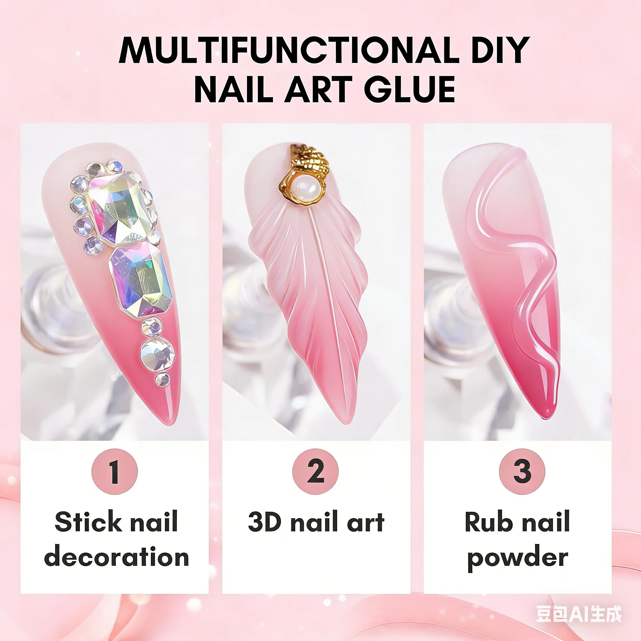 กาวติดเล็บพลอยเทียมจาก Makartt กาวเจลเล็บสำหรับพลอยเทียมสำหรับดีไซน์3D กาวติดเล็บแข็งแรงมากสำหรับคริสต์มาสแบบ DIY