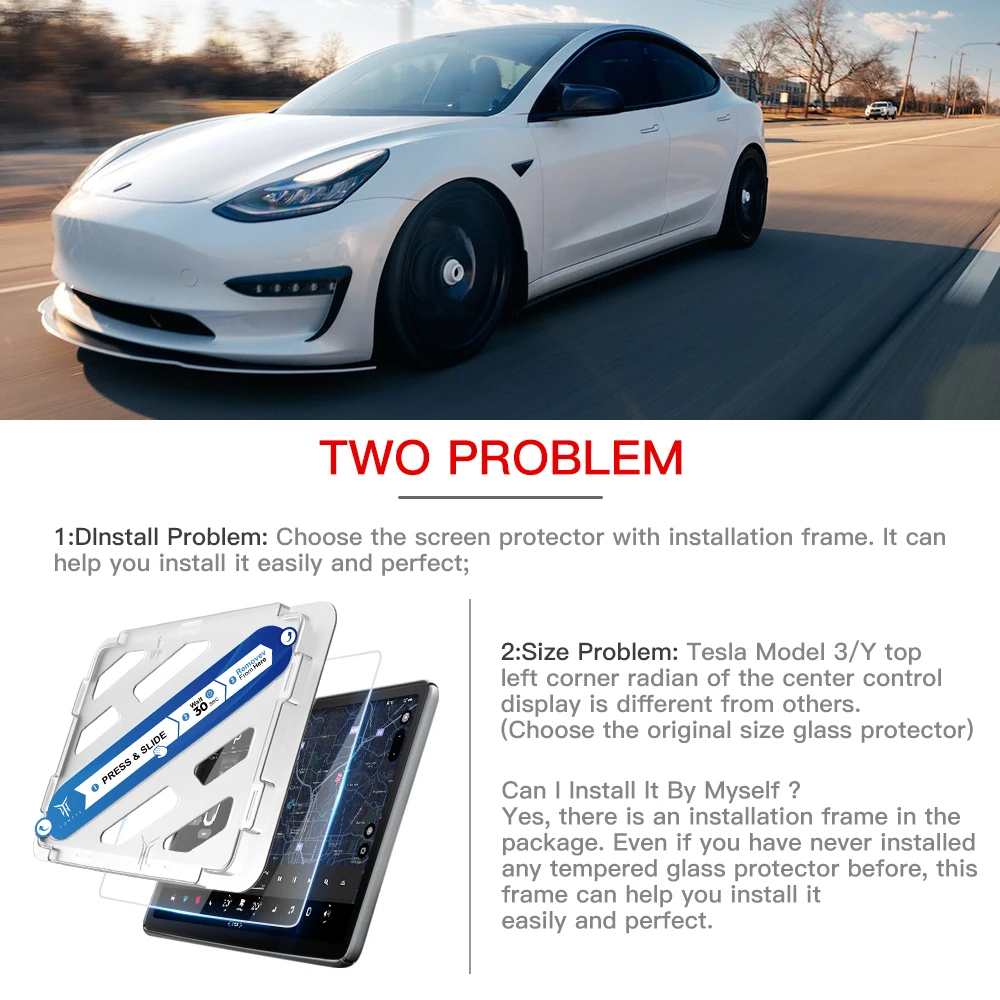 Ochraniacz ekranu ze szkła hartowanego YZ do Tesla Model 3 Y 2021-2023 Center Control Accessorie Matte Anti Glare HD Film Protection