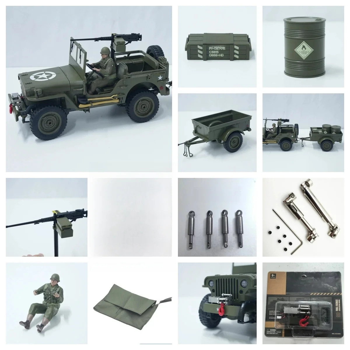 JJRC C8815 RC Auto Onderdelen Accessoires Gun Soldier Trailer Lier Luifel Schokdempers CVD voor C8815 RC Auto Originele Upgrade Deel - afbeelding 2