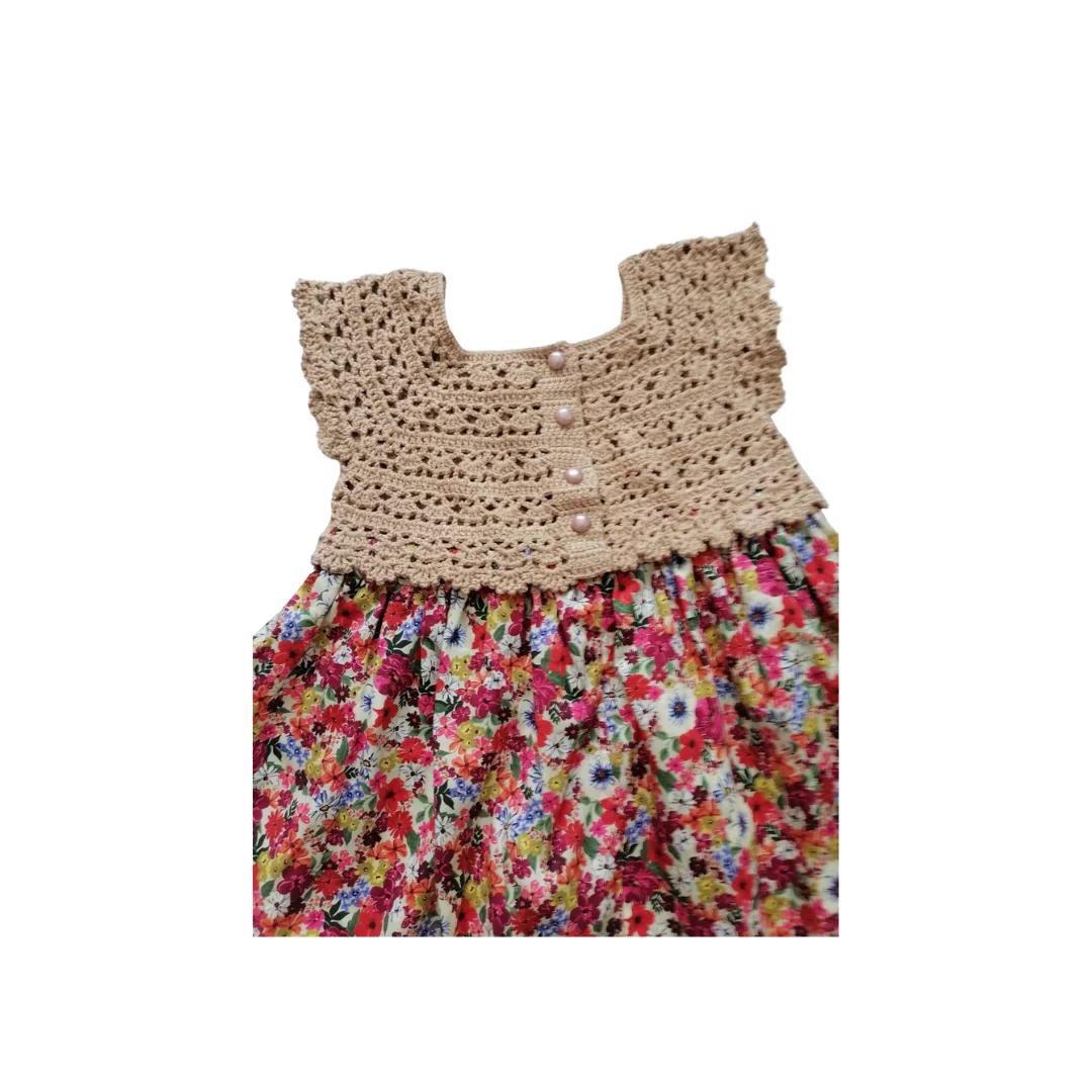 Summer Dress Girl Children's Design Stylish Fashion Handmade Crochet Knitted Fabric Combination Gift