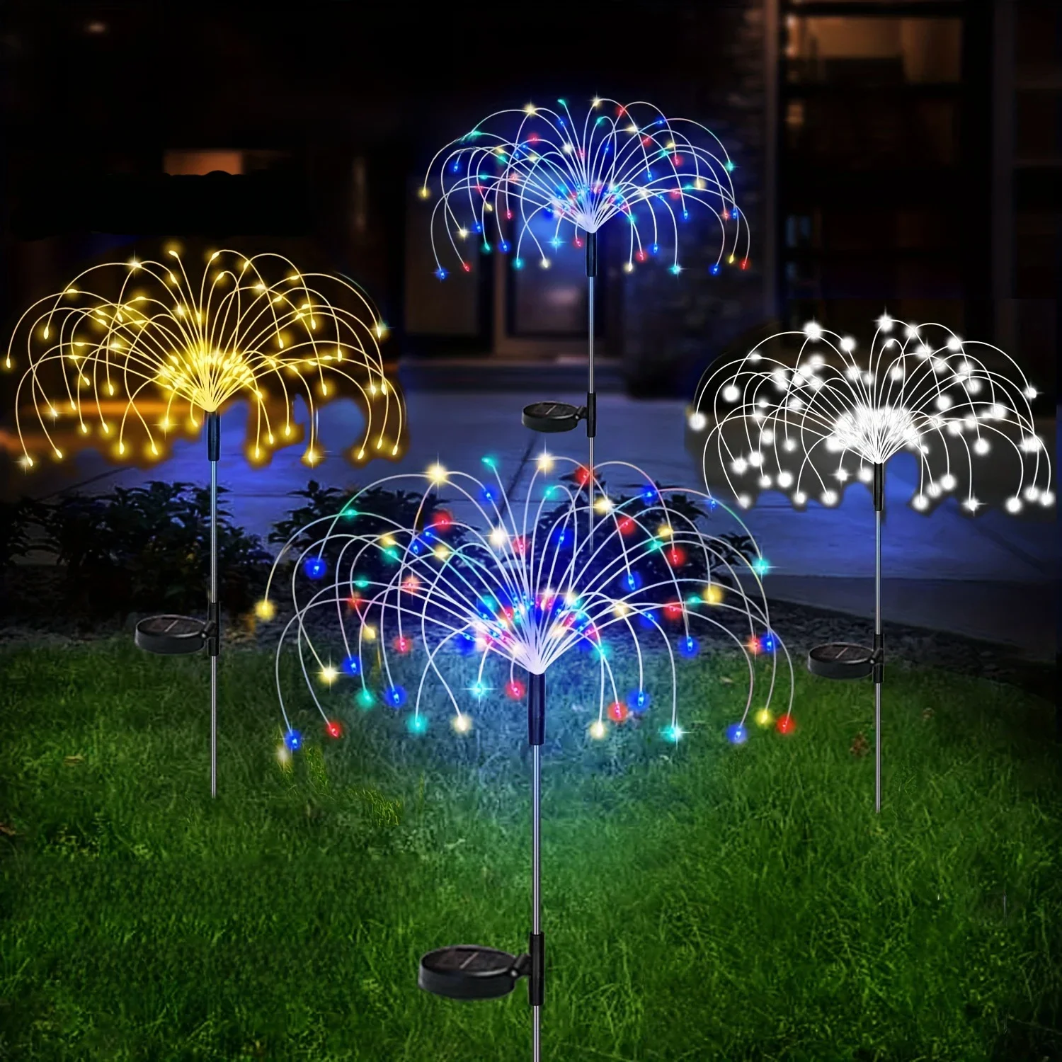 1 paquets de guirlandes lumineuses solaires, lumières de feu d'artifice extérieures imperméables, lumière de fleur de jardin à LED pour décoration de fête de noël de jardin DIY