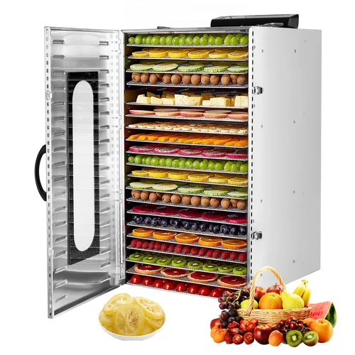 상업용 등급 식품 탈수기 기계, 110V 1500W 스테인리스 스틸 20 트레이 용량, 터치 컨트롤 LED 디스플레이, 24H 타이머 건조기