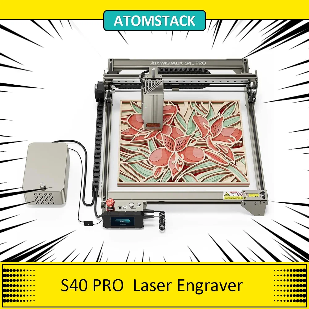 ATOMSTACK S40 PRO Laser Engraver 48W Laser Power, Laser Cutter with F30 Pro AutoSwitch Air Assist Kit, Fixed Focus, 400*400mm