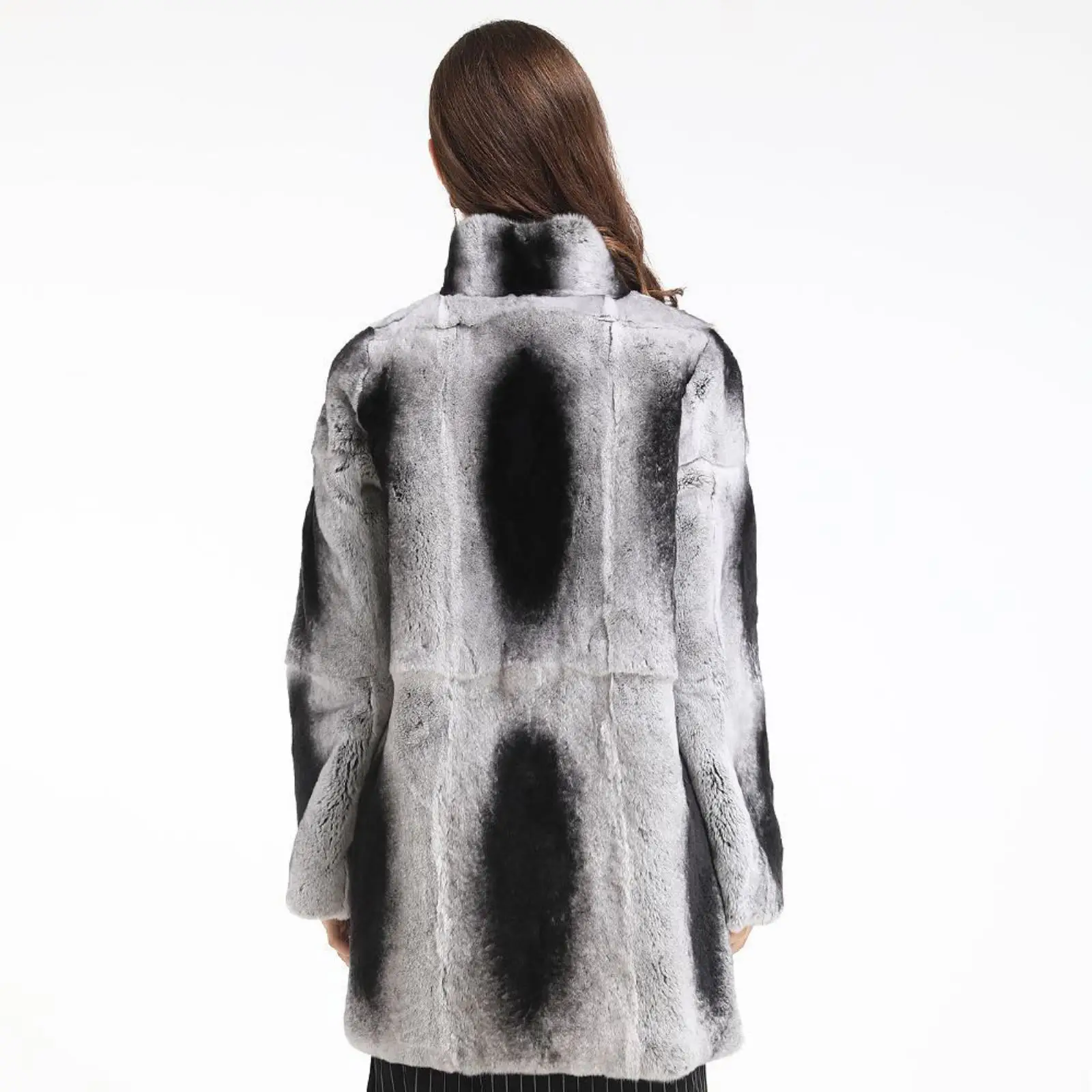 High Quality Women Real Rex Rabbit Fur Coats Stand Collar Casual Women Winter Fashion Full Pelt Genuine Rex Rabbit Fur Jacket