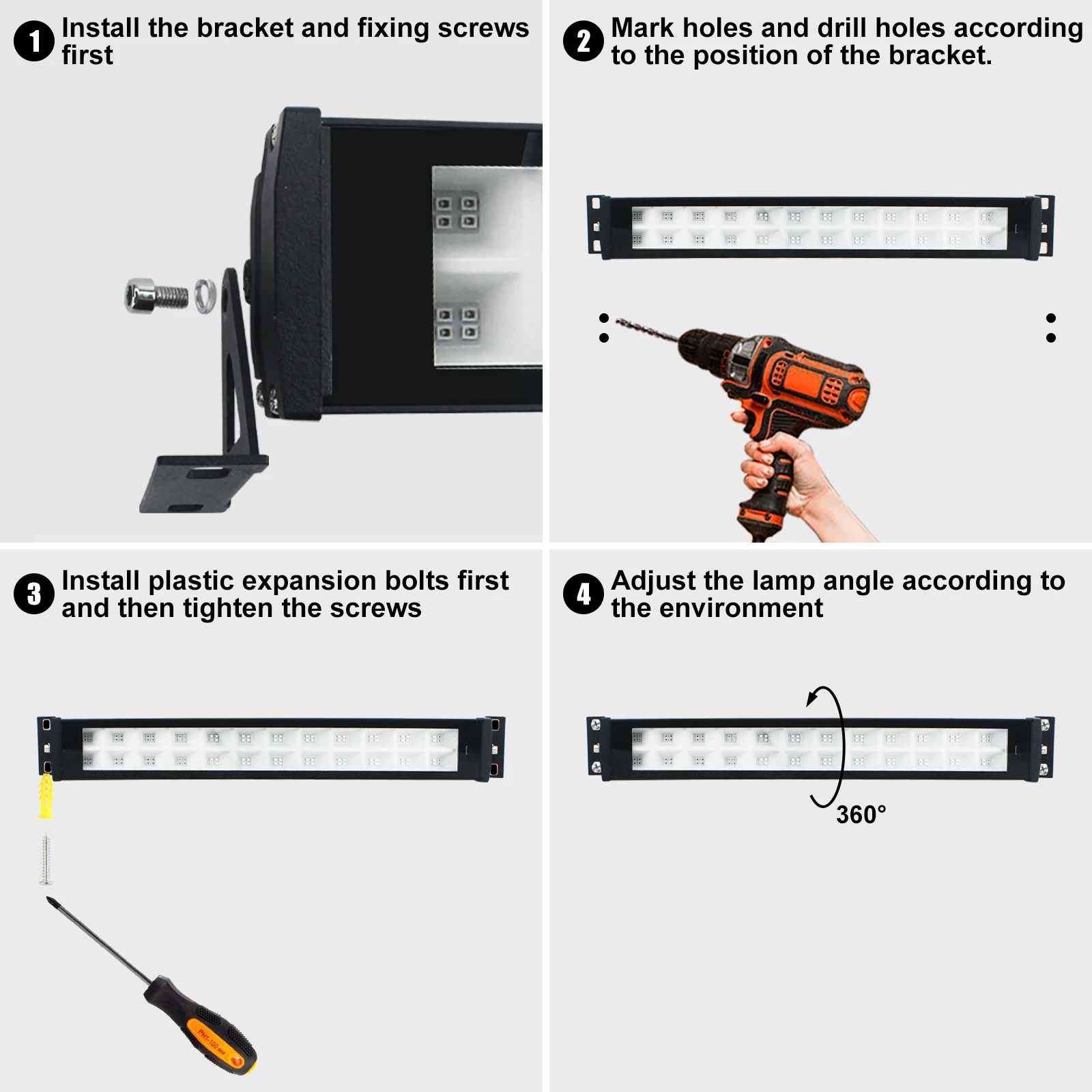 Lumière LED UV noire avec interrupteur à barre lumineuse, lueur dans le noir, fournitures de fête pour Halloween, affiche structurels ente, scène, 50W