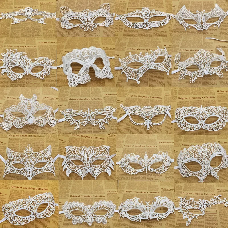 1 pièces offre spéciale blanc Sexy dentelle demi-masques différents Styles Halloween mascarade fête danse masque Costume