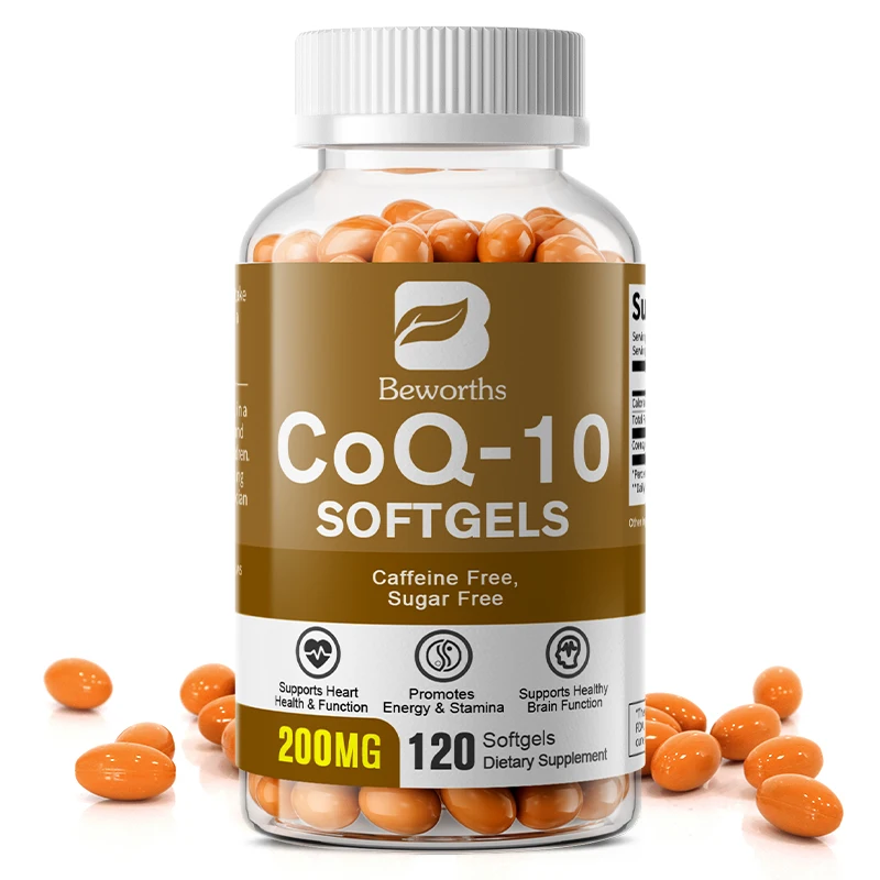 BEWORTHS Coenzyme Q10 Capsules COQ10 Health Supplement for Adult Enhance Heart Function Support Brain and Skin Health
