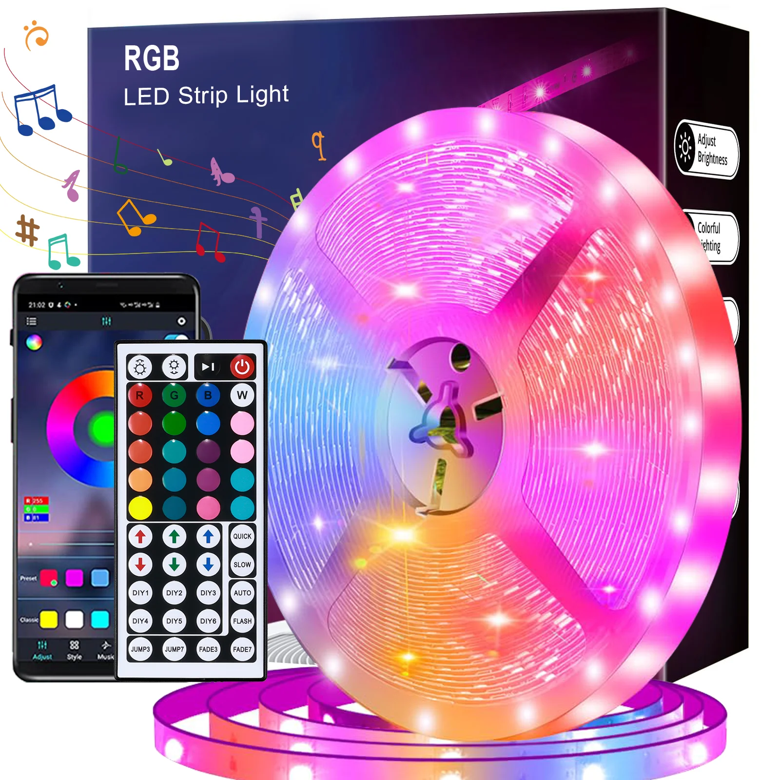 USB 1-30m LED Strip Lights RGB SMD 2835 Color Changing Bluetooth App Control Led Diode Tape Ribbon For Room Decor TV BackLight