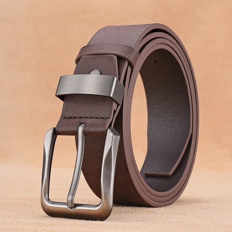 

Fashion Faux Leather Men's Belt Simulation Needle Buckle Belt with Metal Buckle Coffee-colored Decorative Belt for Jeans Pants