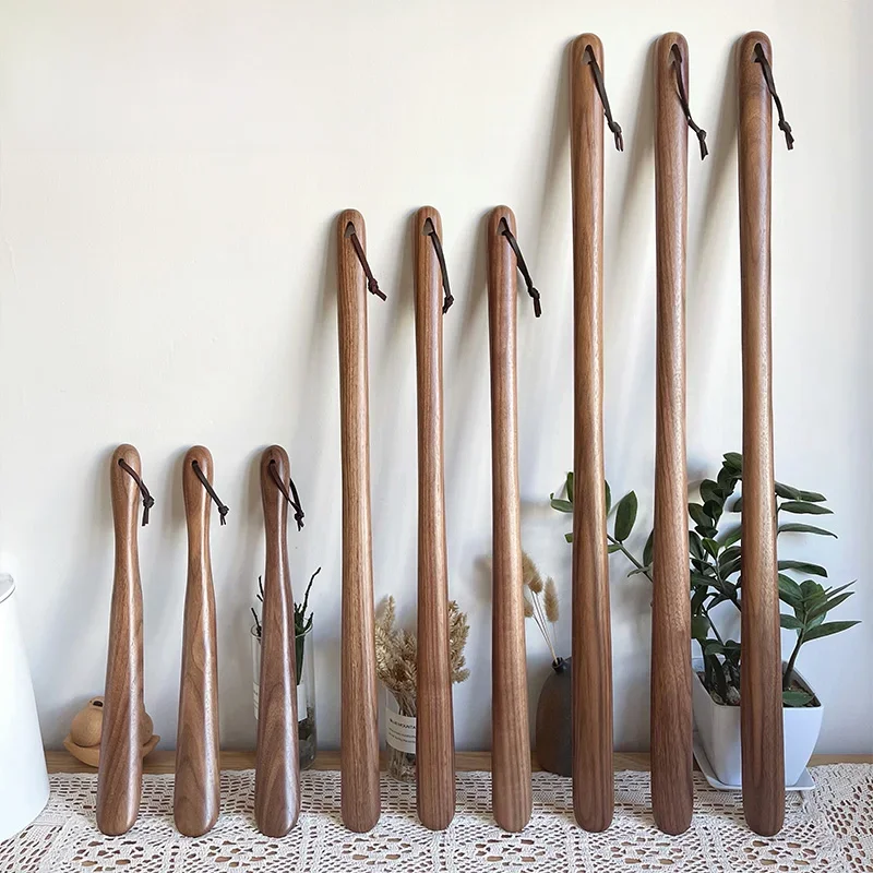 Corne à chaussures professionnelle en bois de noyer noir, Flexible, à Long manche, lève-chaussures utile, cuillère à chaussures professionnelle, outils pour la maison