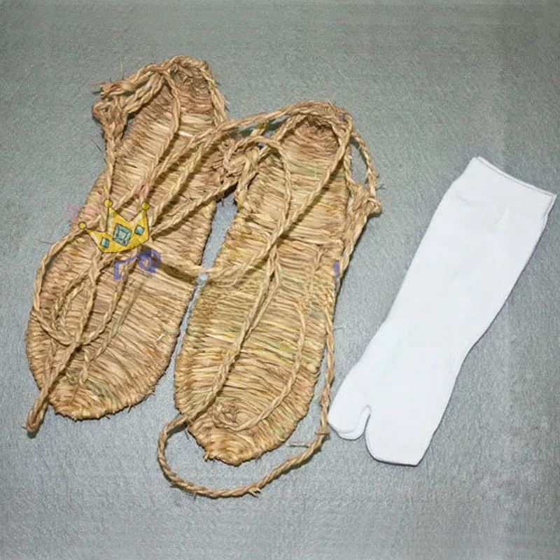 BLEACH COSTUMES HANDGEFERTIGTE STROH-SANDALEN SLIPPER-SCHUHE + KOSTENLOSE SOCKEN COSPLAY-PROPS