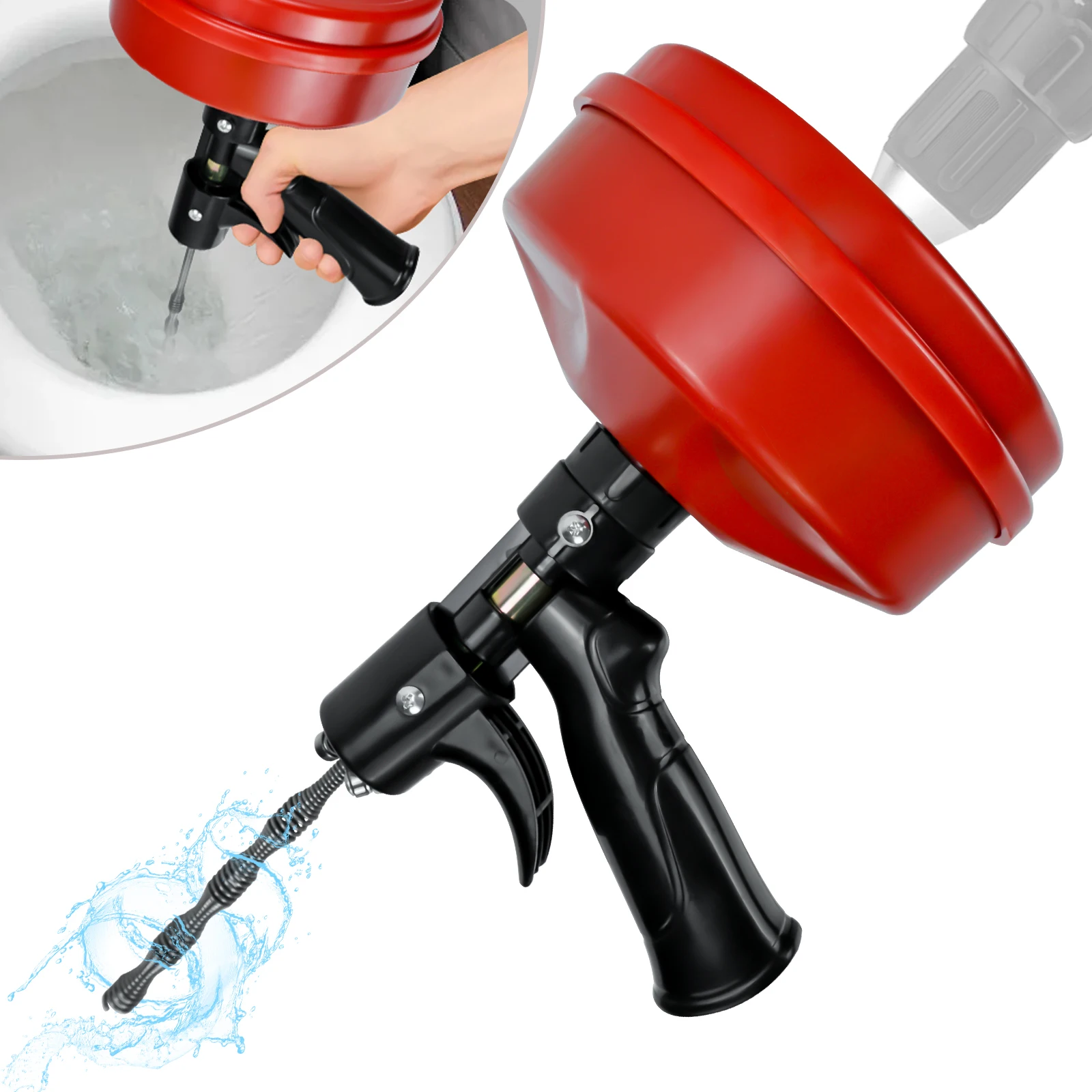 

33FT Drain Auger Heavy Duty Flexible Plumbing Hair Clog Remover Heavy Duty Pipe Snake Drain Clog Remover for Kitchen Bathrom