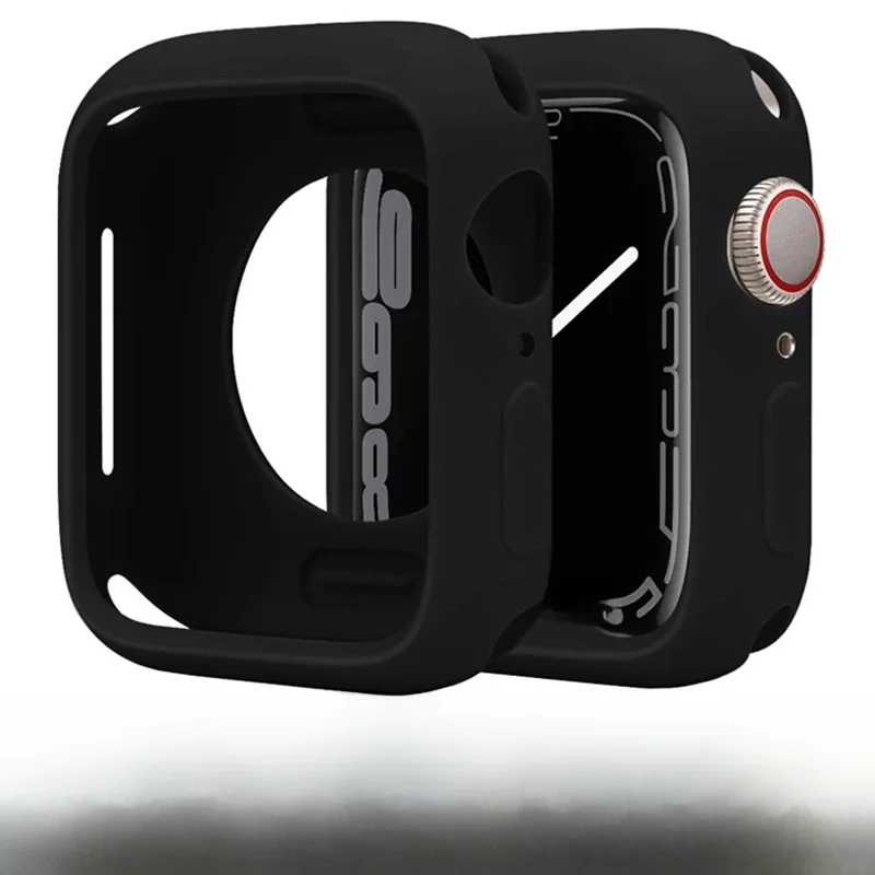 Pokrowiec na Apple Watch 9 8 7 se 6 5 Etui 45 mm 41 mm 44 mm 40 mm 42 mm 38 mm Akcesoria Miękki silikonowy zderzak iWatch Series Ultra 49 mm — zdjęcie 2